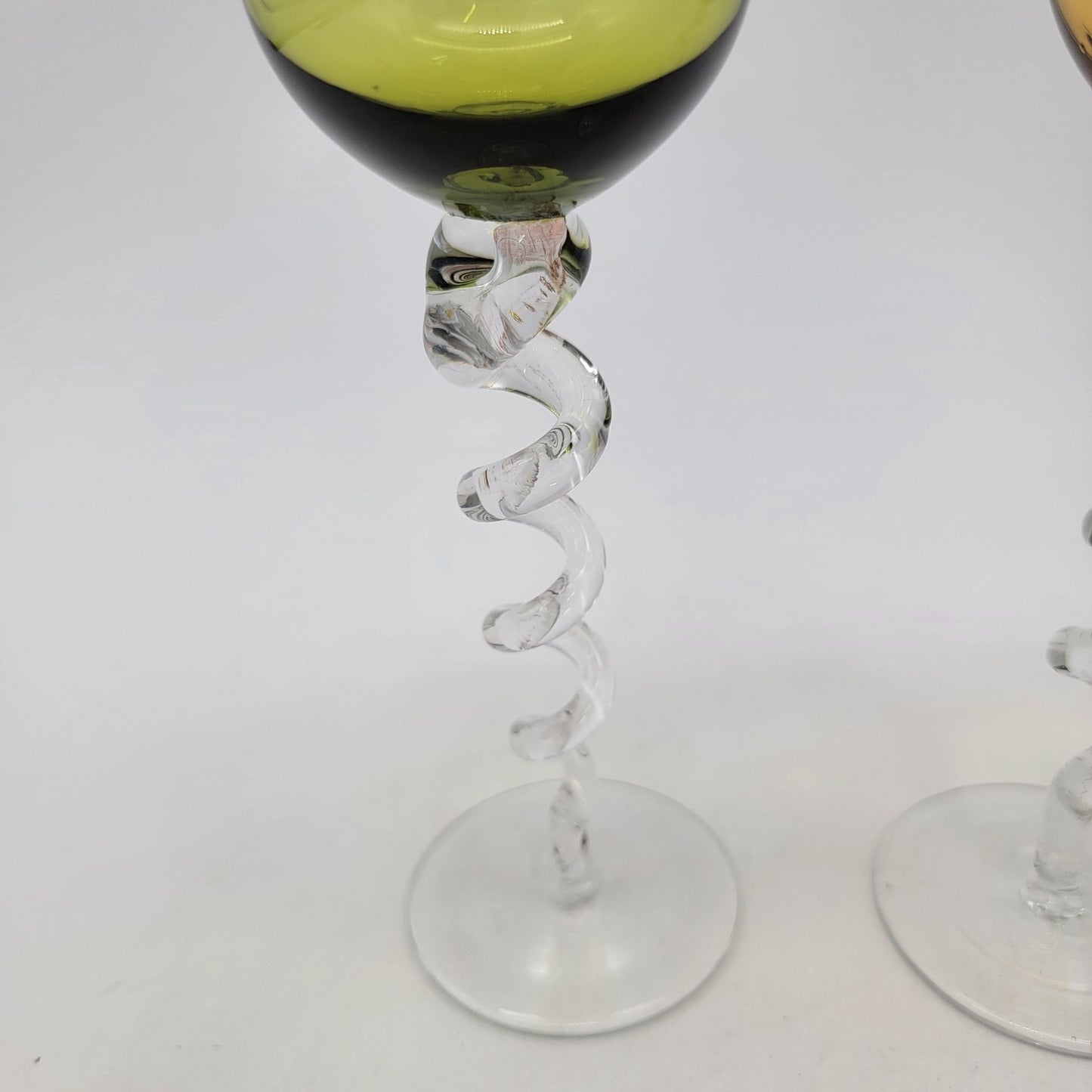 Z Galleries Art Glass Cordial Glasses With Spiral Twisted Stems Set Of 2