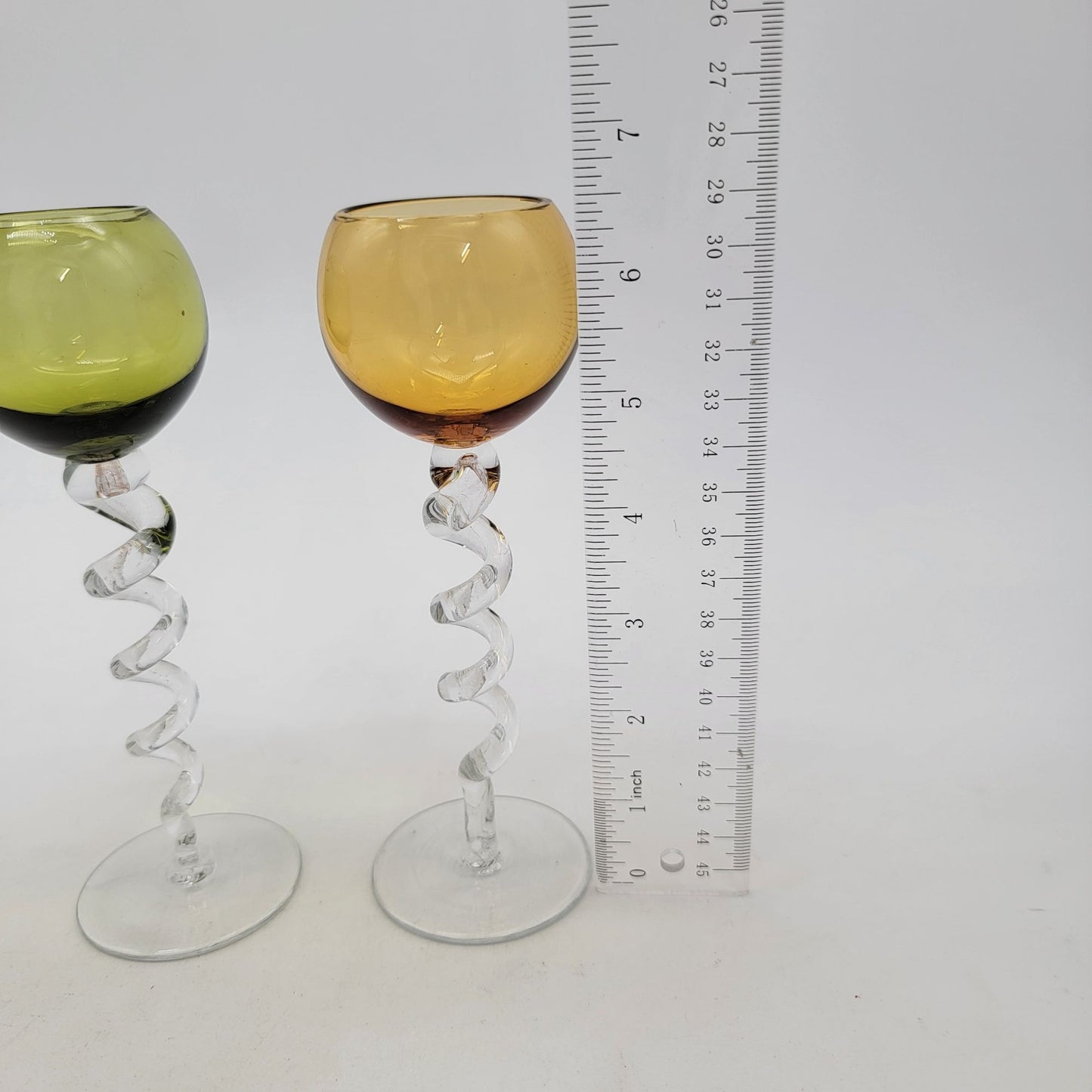 Z Galleries Art Glass Cordial Glasses With Spiral Twisted Stems Set Of 2
