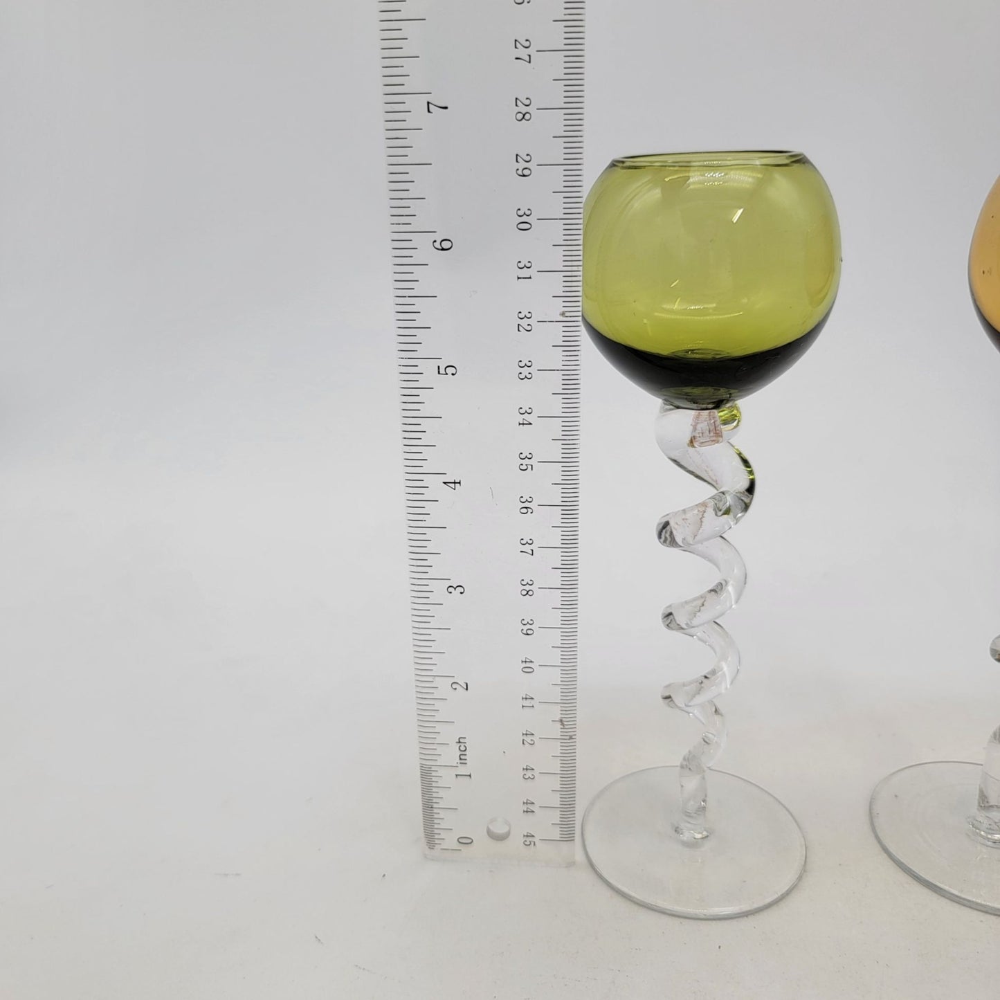 Z Galleries Art Glass Cordial Glasses With Spiral Twisted Stems Set Of 2