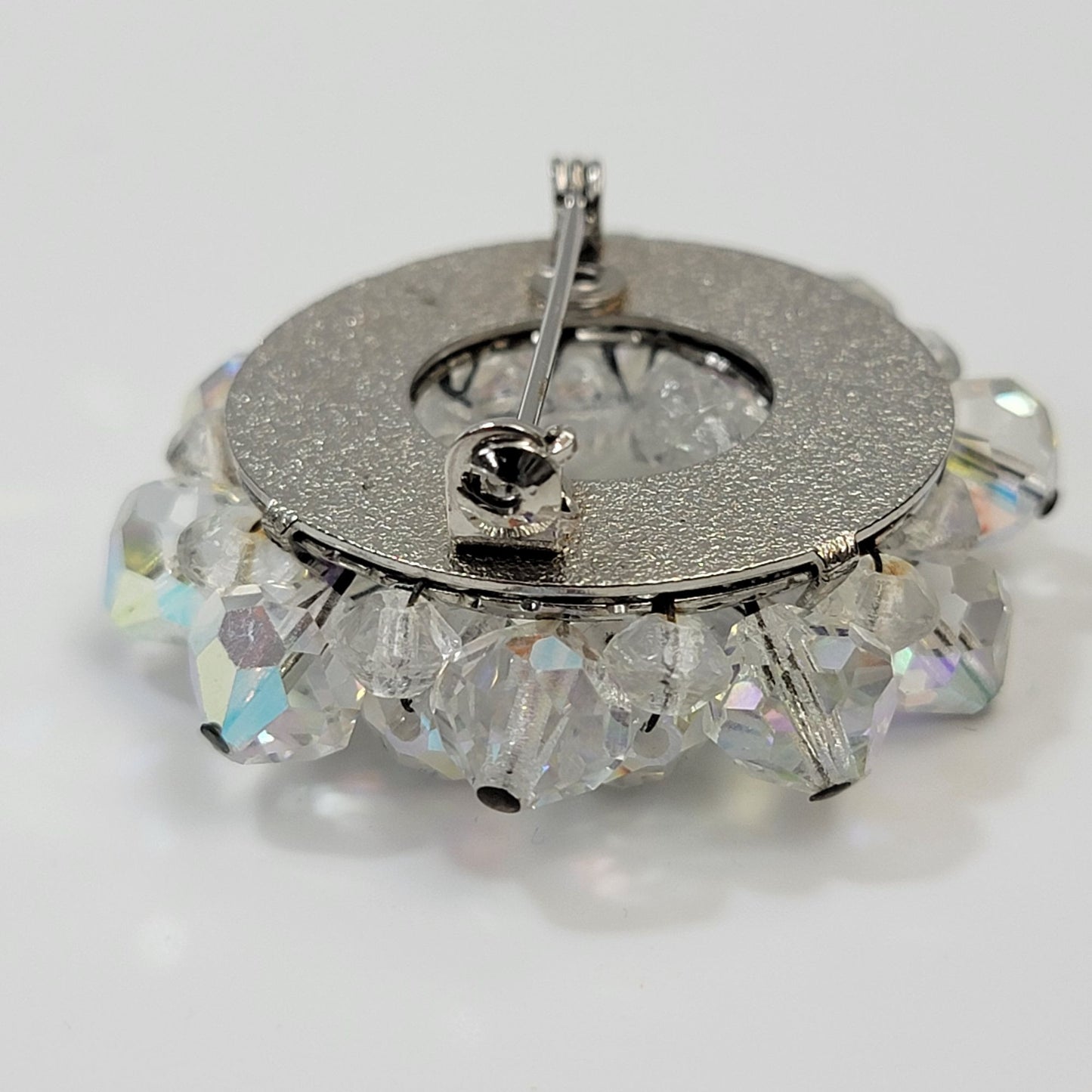 Vintage 1950s Open Circle AB Crystal Cluster Brooch