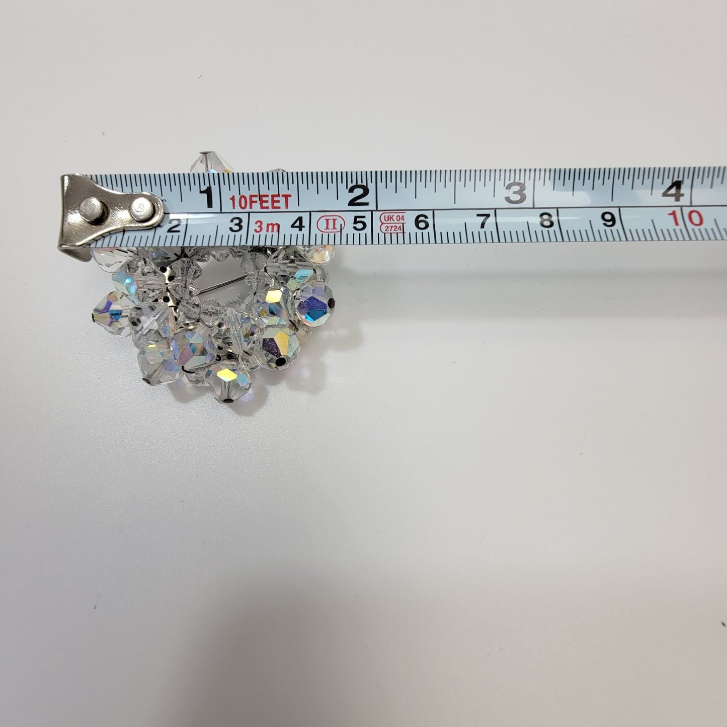 Vintage 1950s Open Circle AB Crystal Cluster Brooch