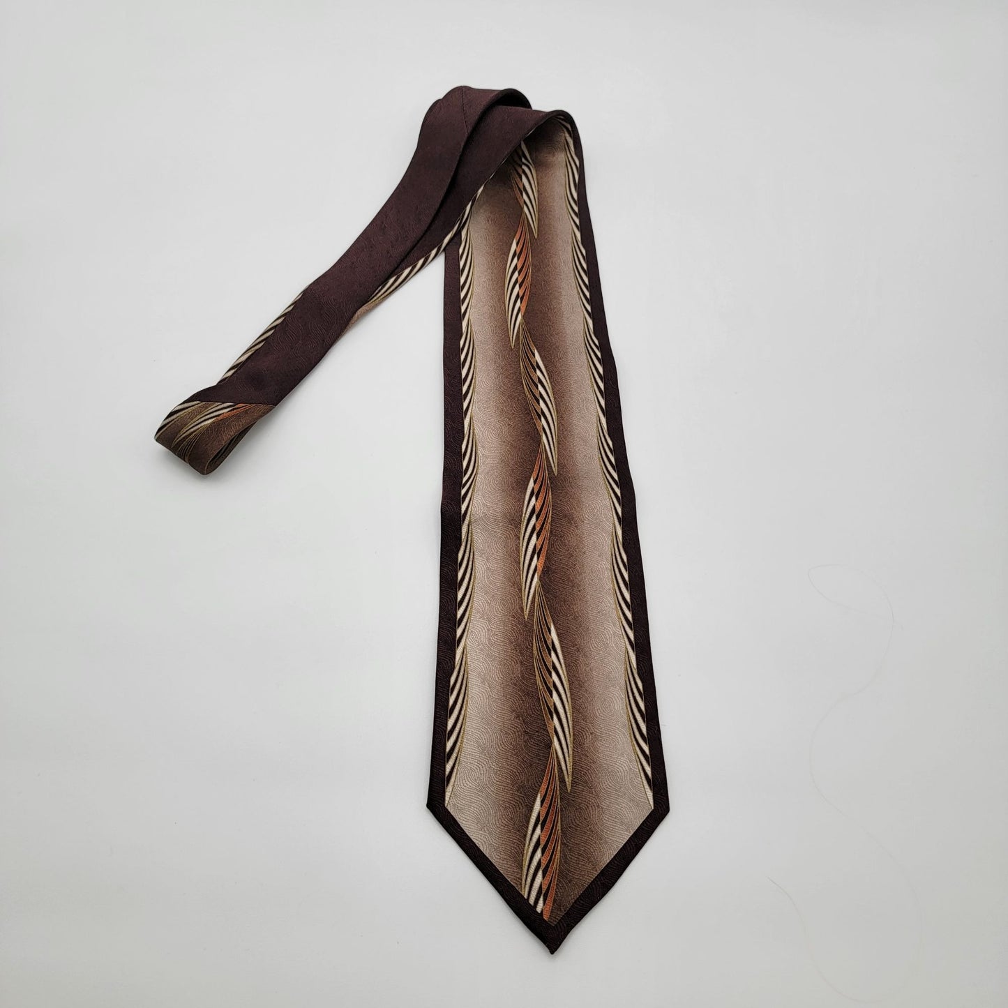Vintage Stacy Adams 100% Silk Designer Necktie Brown  Abstract Print