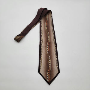 Vintage Stacy Adams 100% Silk Designer Necktie Brown  Abstract Print
