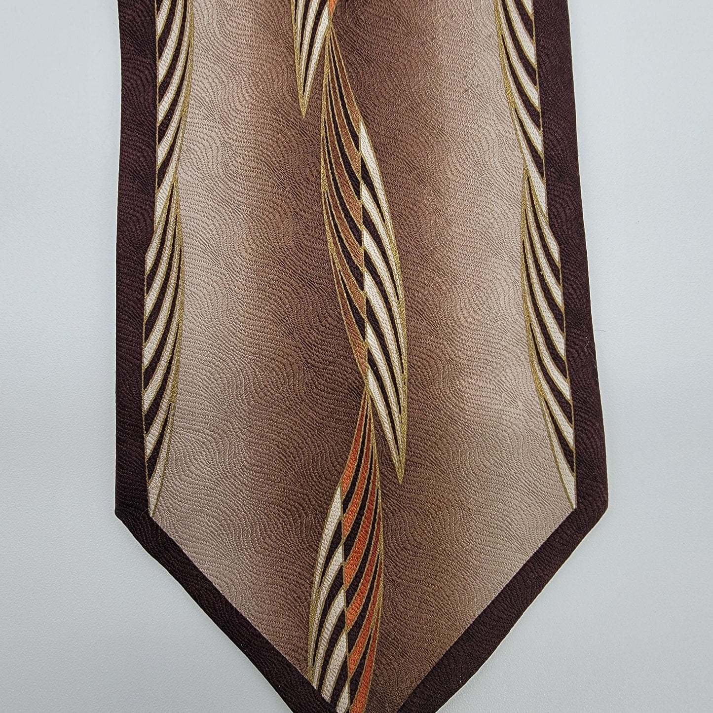 Vintage Stacy Adams 100% Silk Designer Necktie Brown  Abstract Print