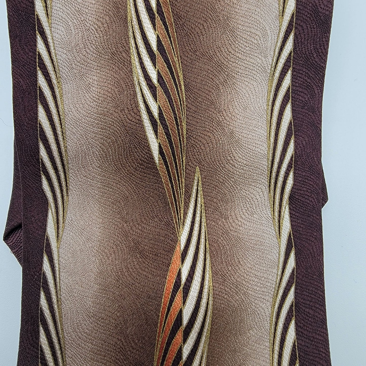 Vintage Stacy Adams 100% Silk Designer Necktie Brown  Abstract Print