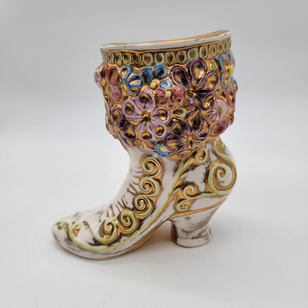 1970 Victorian Boot Vase Signed
