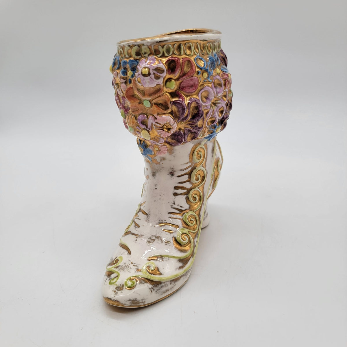 1970 Victorian Boot Vase Signed