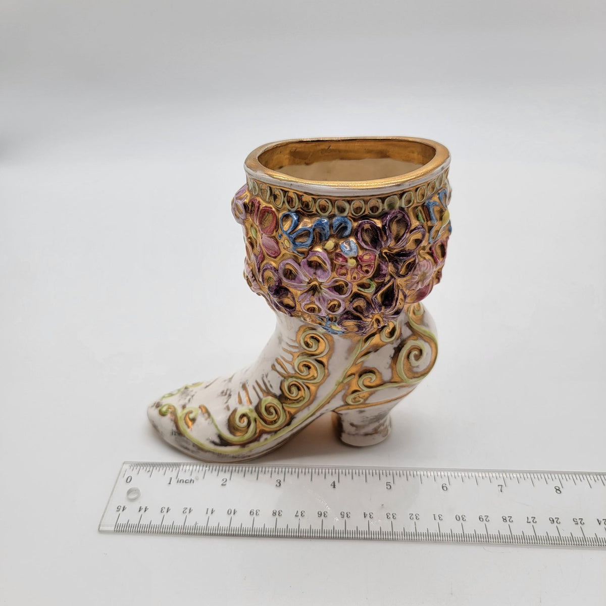1970 Victorian Boot Vase Signed
