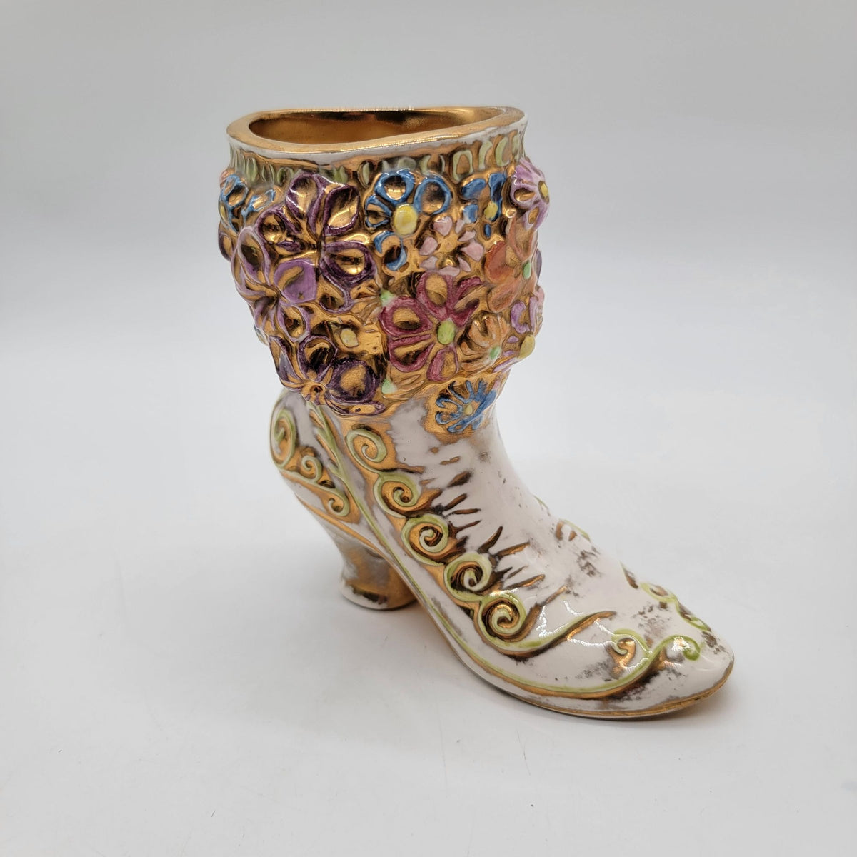 1970 Victorian Boot Vase Signed