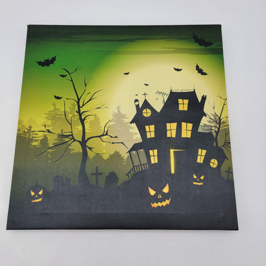 Halloween LED Haunted House Canvas Wall Art