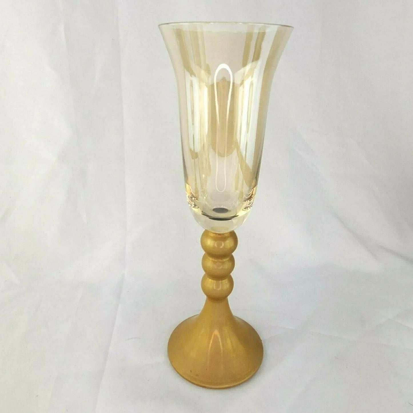 Late 20th Century Bombay Glass Decanter Set 6 Glasses Gold Frosted Stems Made in Poland
