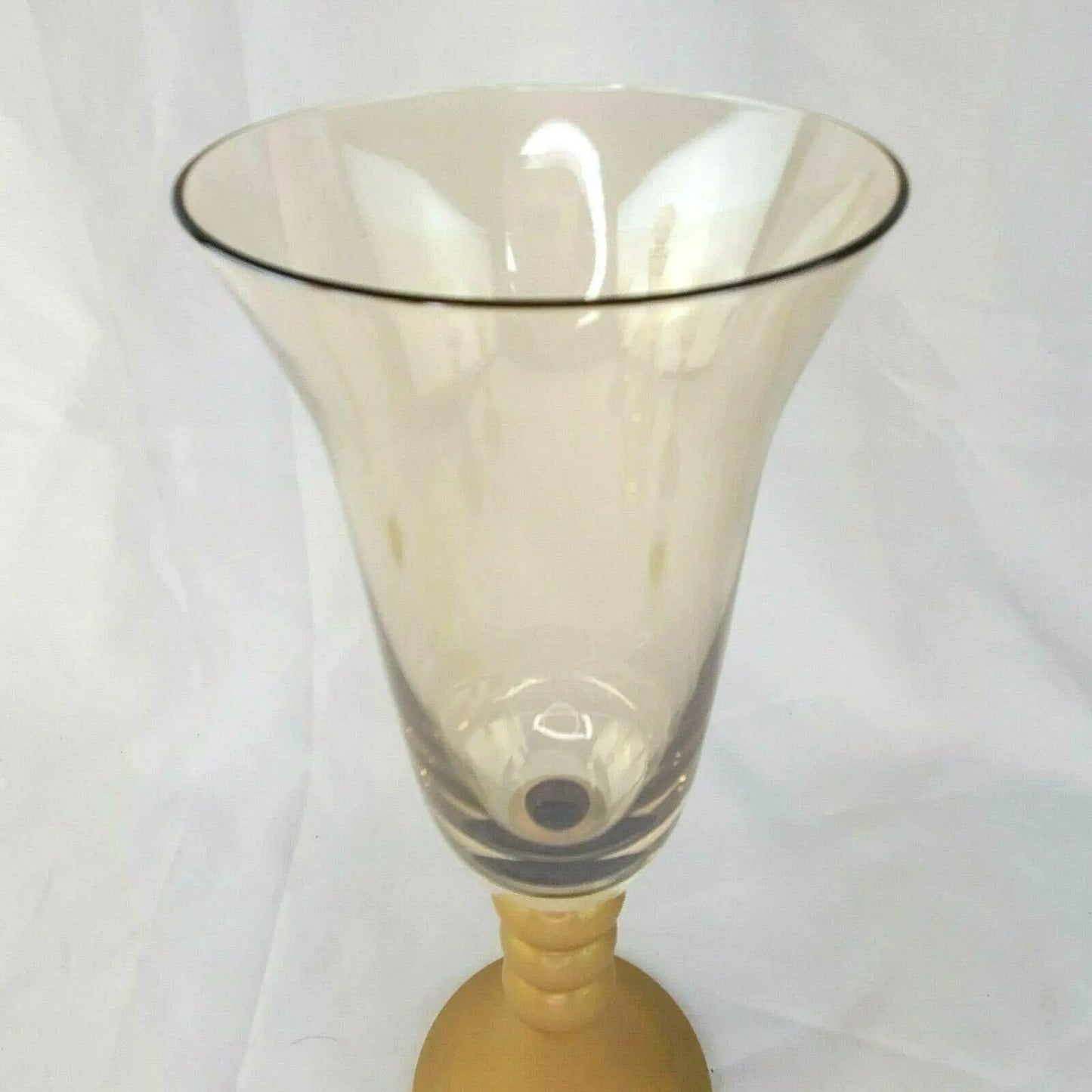Late 20th Century Bombay Glass Decanter Set 6 Glasses Gold Frosted Stems Made in Poland