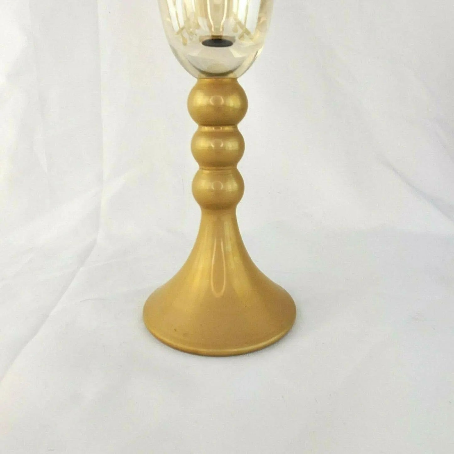 Late 20th Century Bombay Glass Decanter Set 6 Glasses Gold Frosted Stems Made in Poland