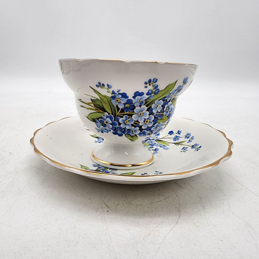 Vintage Rosina Bone China Forget-Me-Not Tea Cup & Saucer Set England