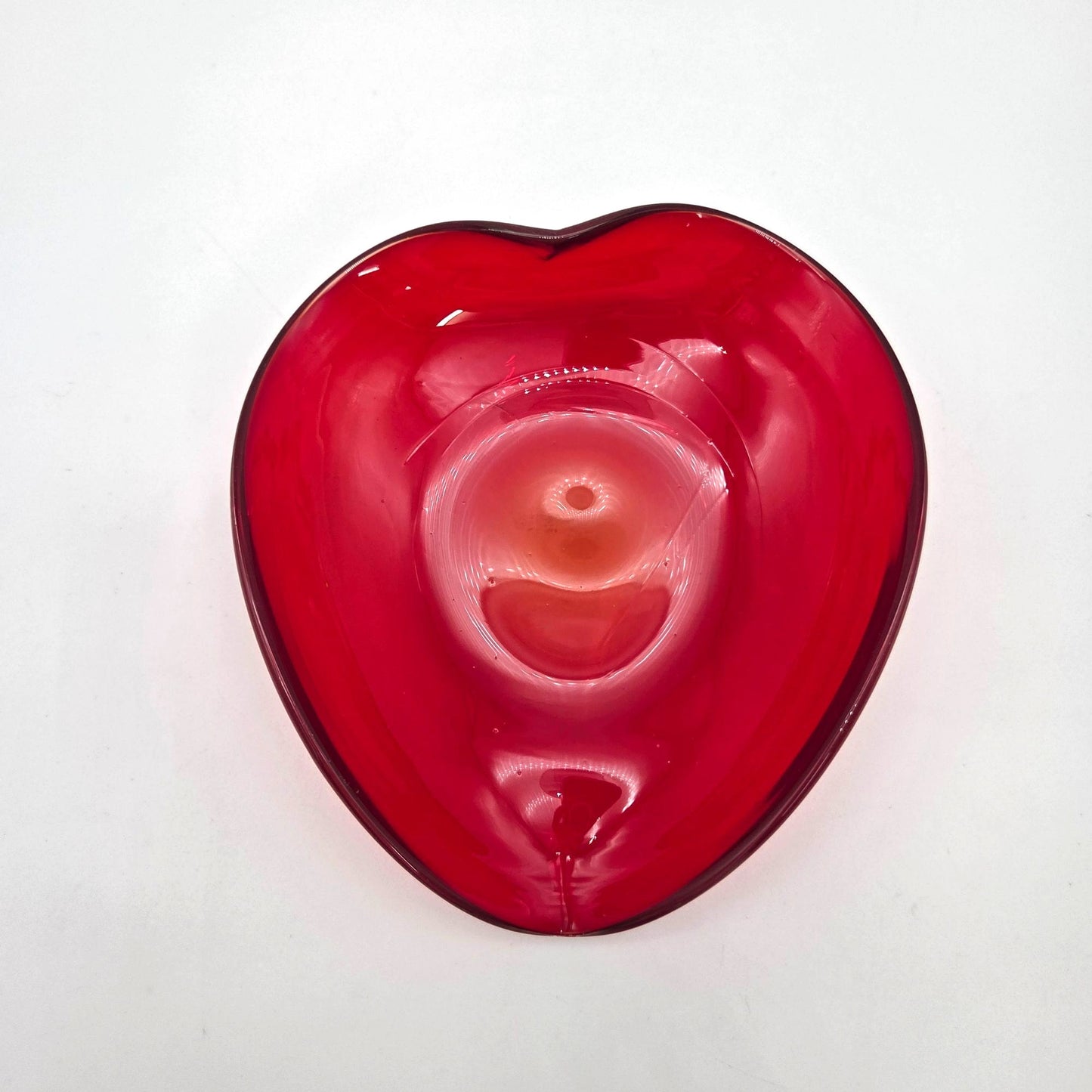 Vintage Amberina Red Art Glass Heart Dish