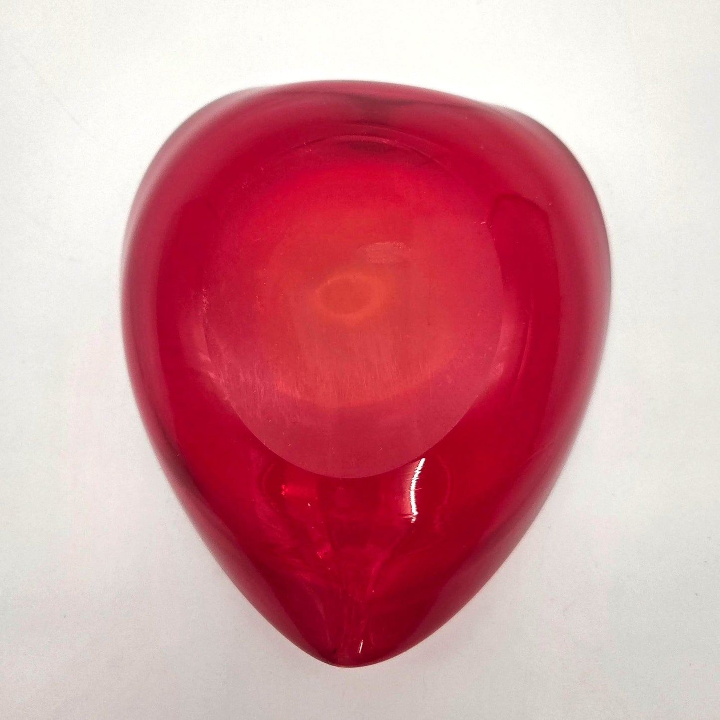 Vintage Amberina Red Art Glass Heart Dish