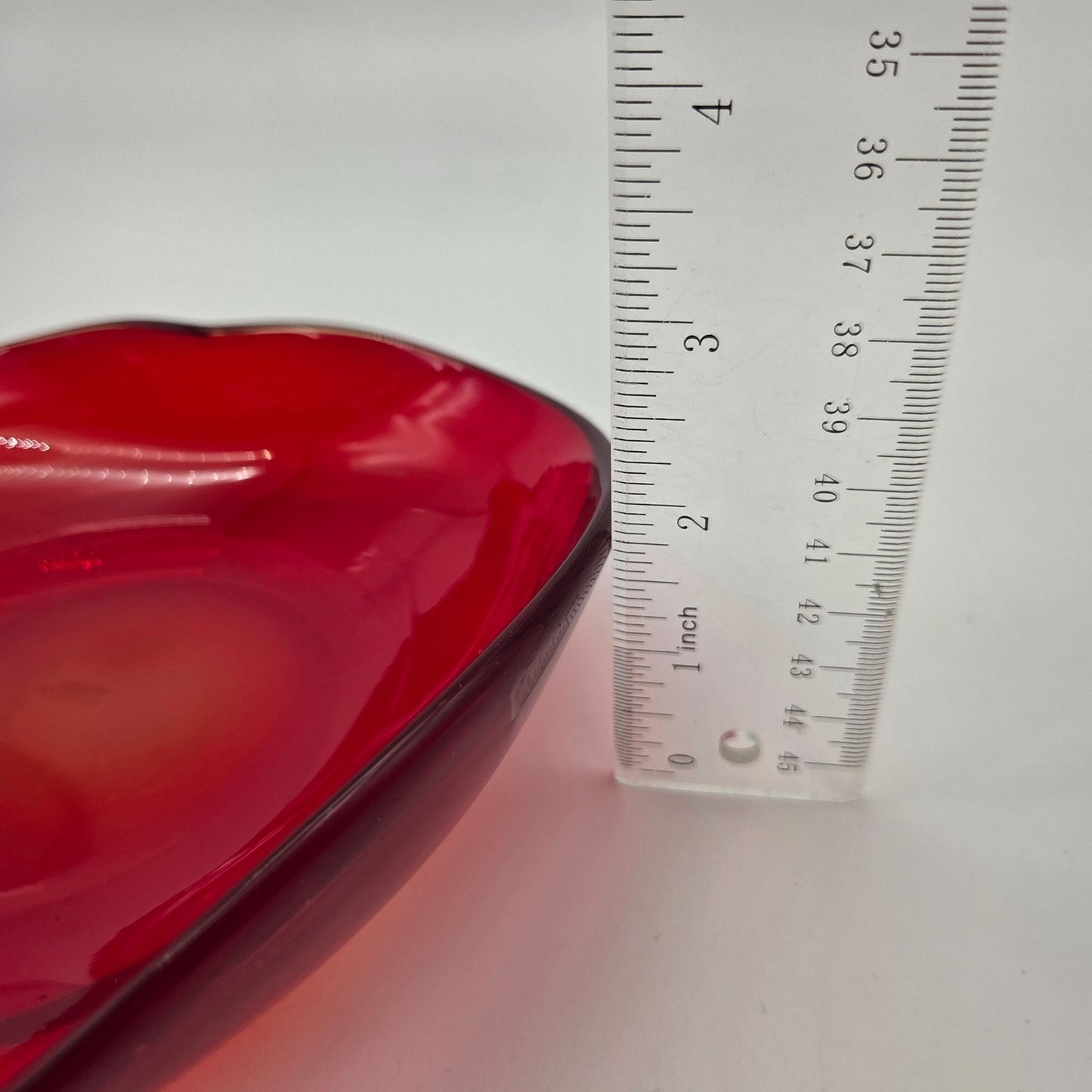 Vintage Amberina Red Art Glass Heart Dish