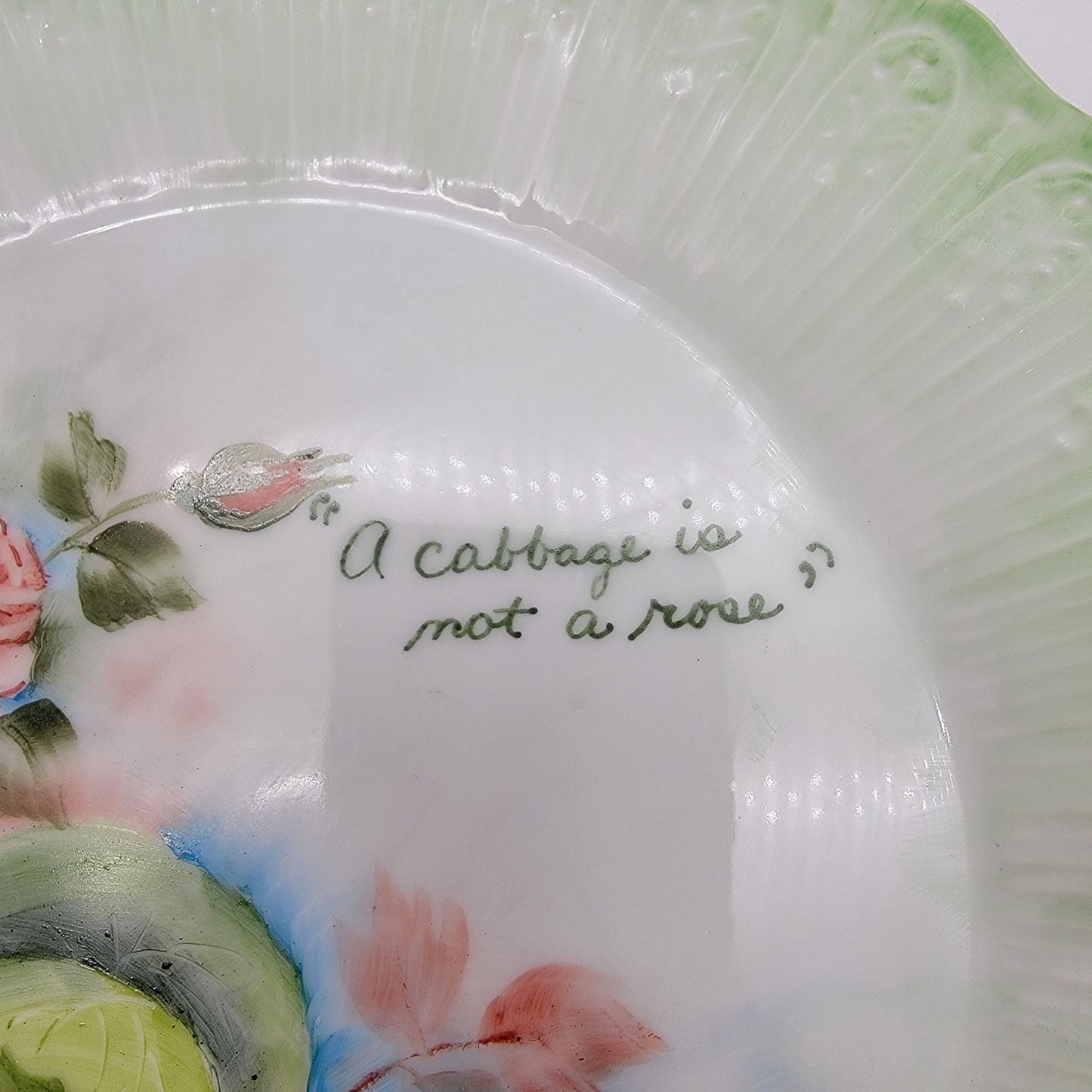 A Cabbage Is Not A Rose Hand-Painted Vintage Signed Porcelain Plate
