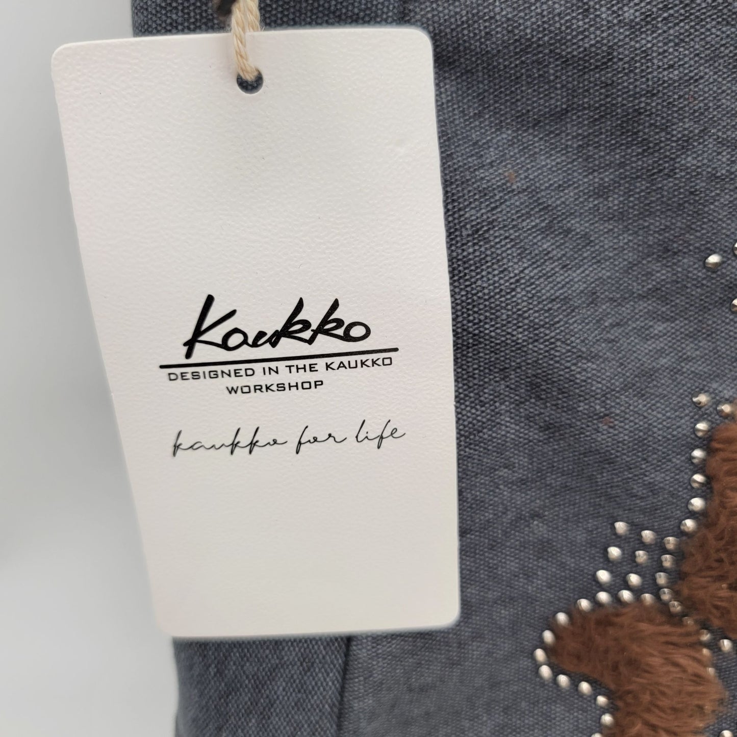 Kaukko Cat Design Canvas Tote Bag With Embroidered Cats Accent