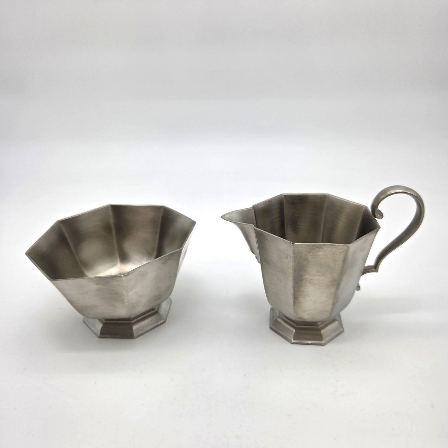 Vintage Gorham Pewter Octette Creamer & Sugar Set