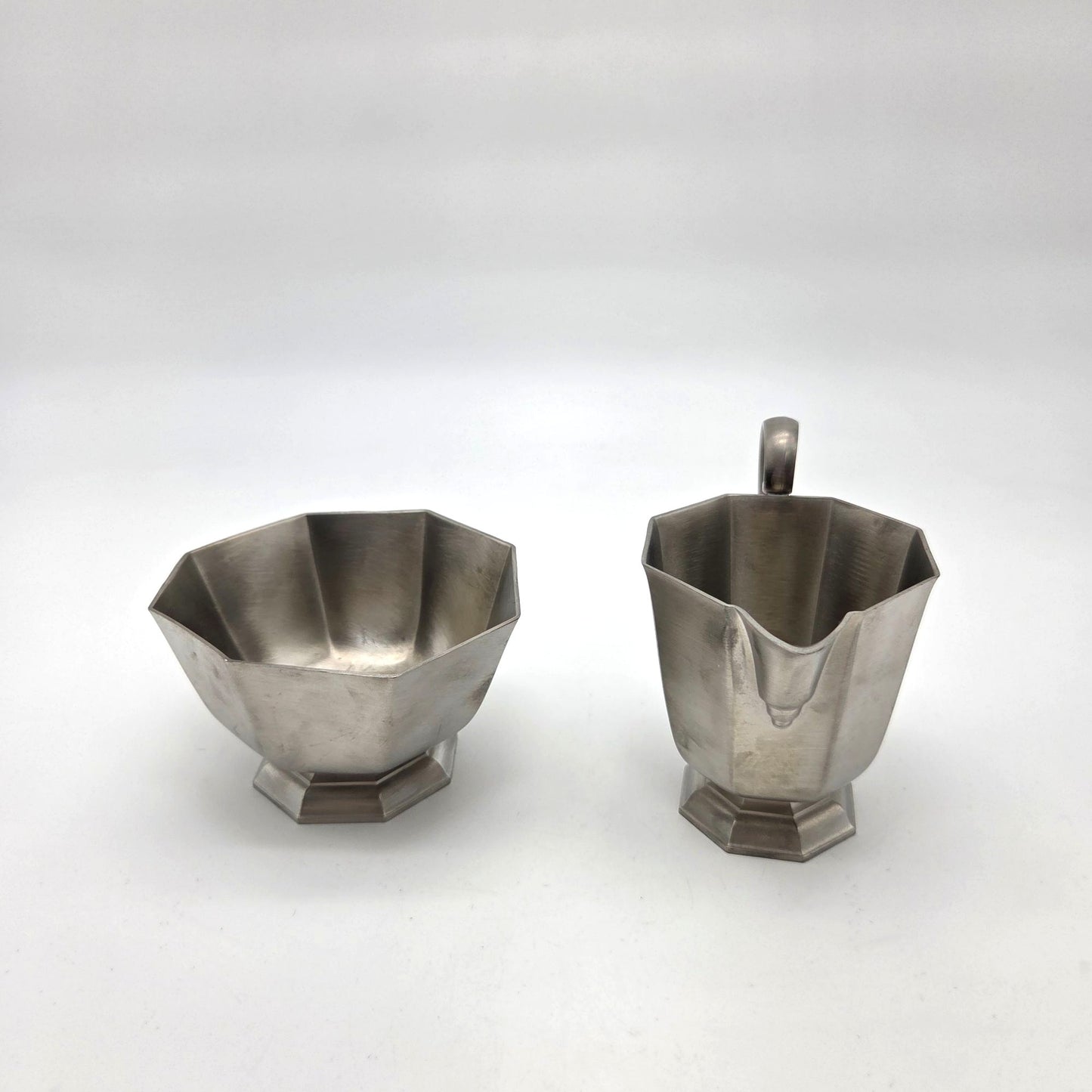 Vintage Gorham Pewter Octette Creamer & Sugar Set