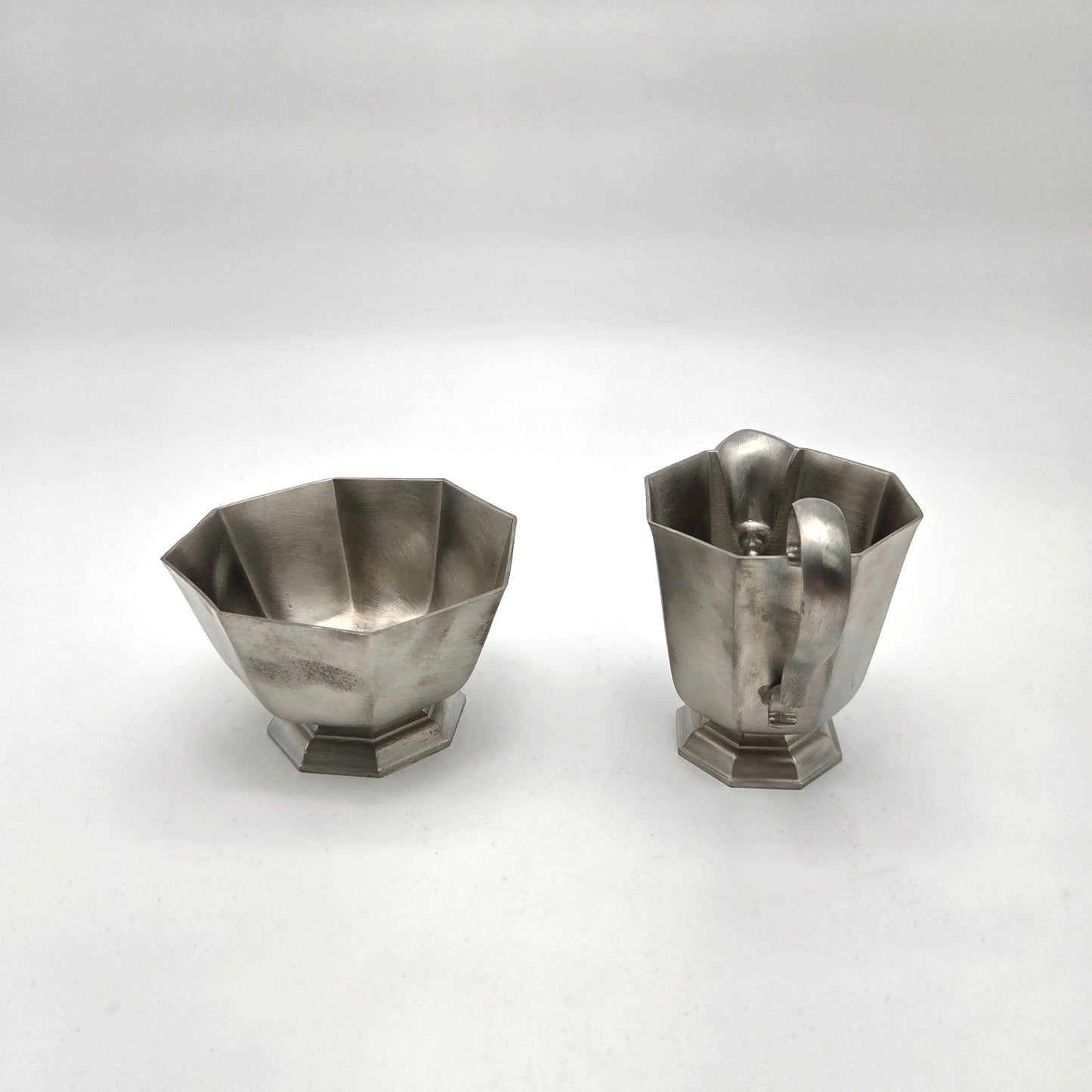 Vintage Gorham Pewter Octette Creamer & Sugar Set
