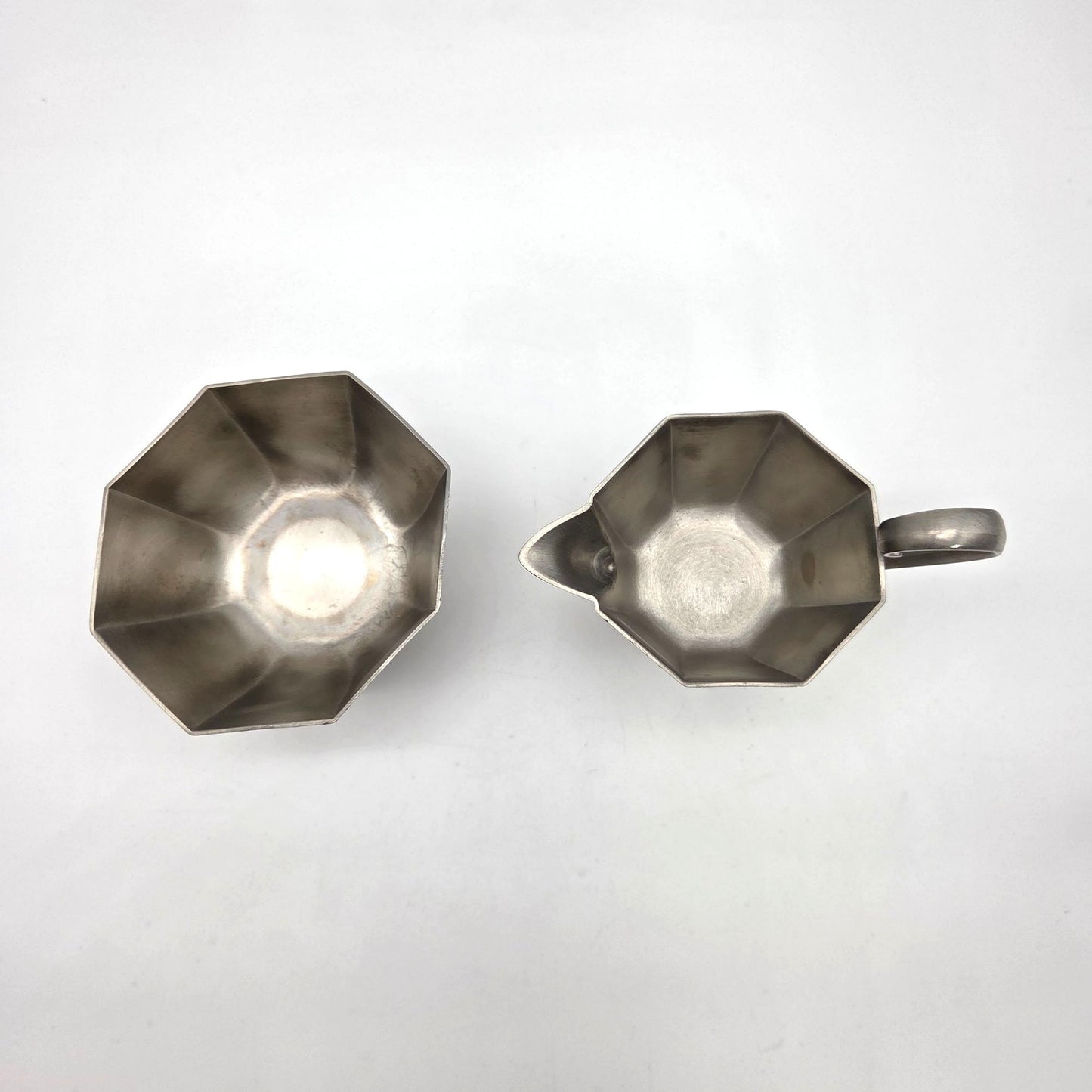 Vintage Gorham Pewter Octette Creamer & Sugar Set