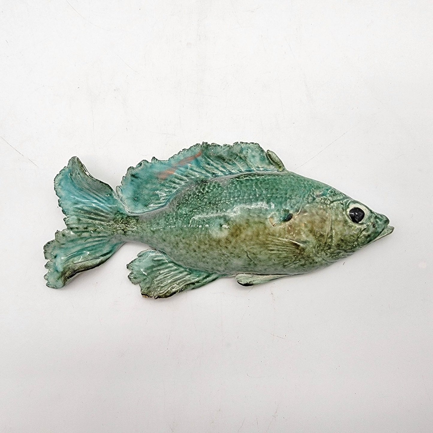 1990's Megan Morrissey Studio Raku Pottery Fish Wall Hanging Sculpture
