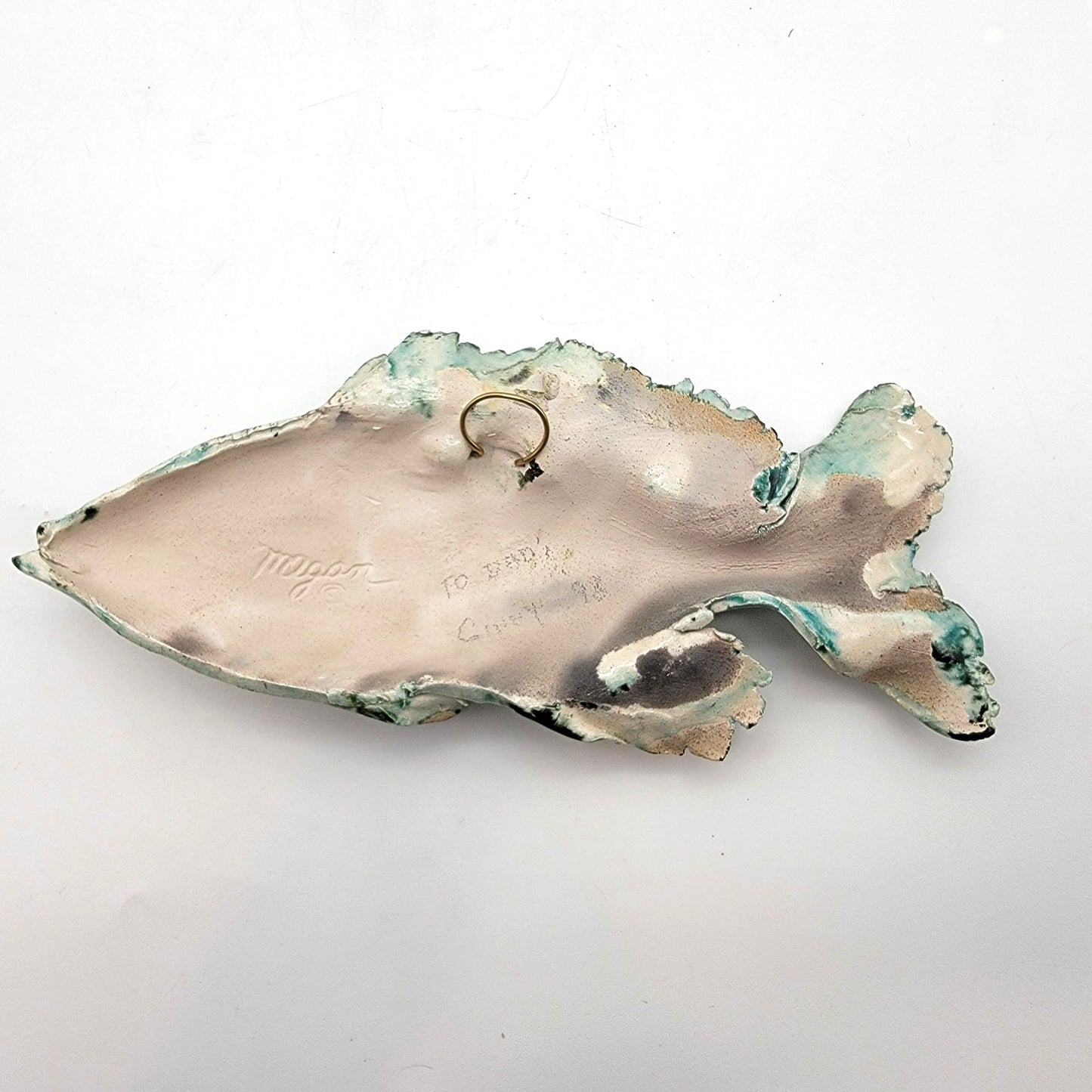 1990's Megan Morrissey Studio Raku Pottery Fish Wall Hanging Sculpture