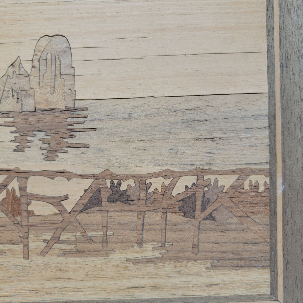 Vintage Marquetry Wood Inlay Ocean Shore Scene – Niche Lady Shop