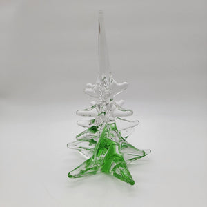FM Konstglas Ronneby Christmas Tree Glass Sculpture Signed Green & Clear