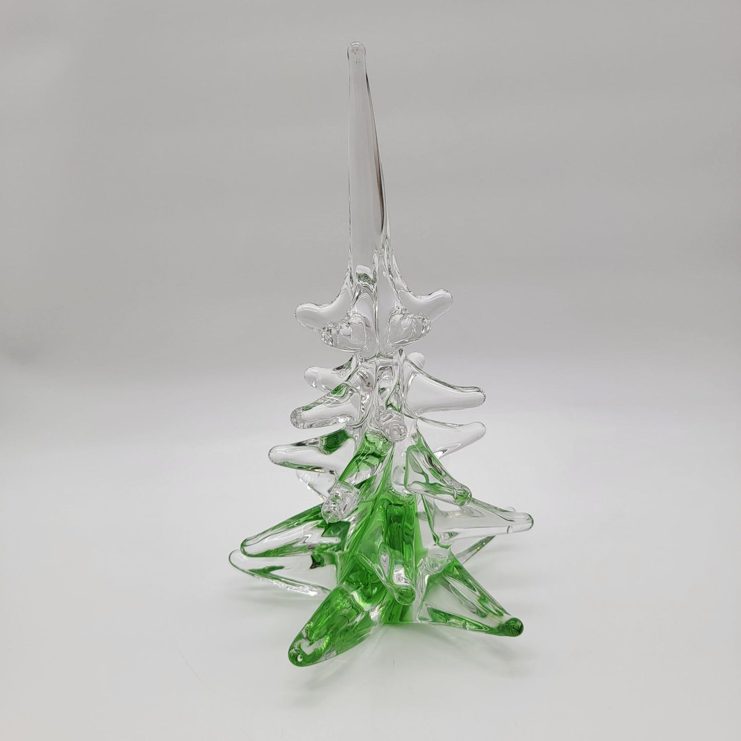 FM Konstglas Ronneby Christmas Tree Glass Sculpture Signed Green & Clear