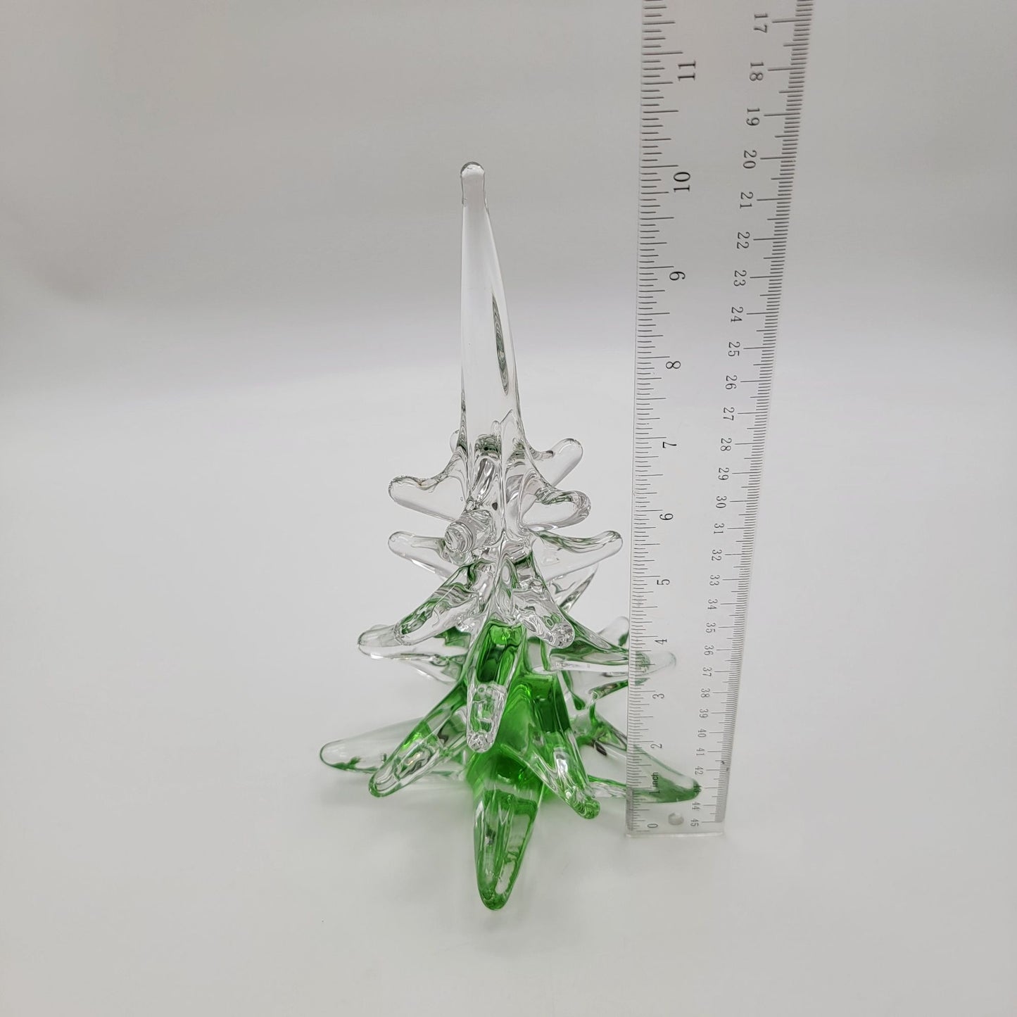 FM Konstglas Ronneby Christmas Tree Glass Sculpture Signed Green & Clear
