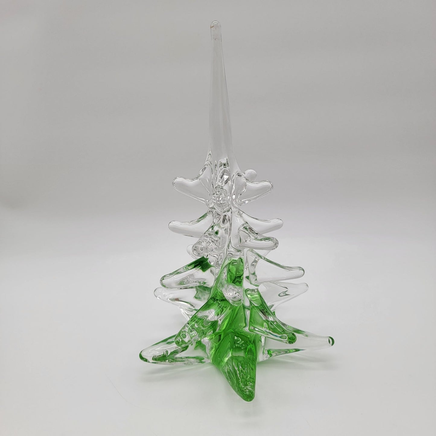 FM Konstglas Ronneby Christmas Tree Glass Sculpture Signed Green & Clear