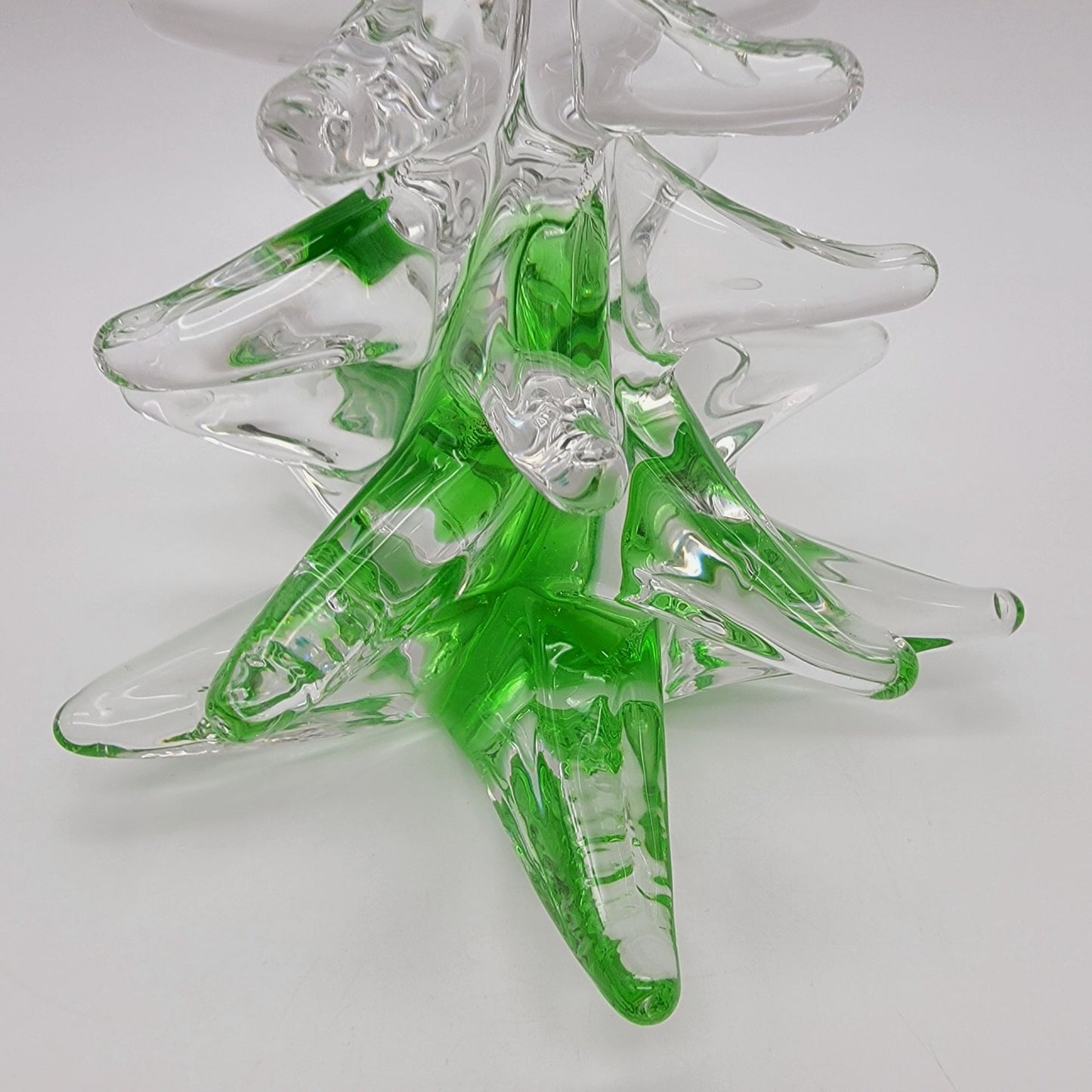 FM Konstglas Ronneby Christmas Tree Glass Sculpture Signed Green & Clear