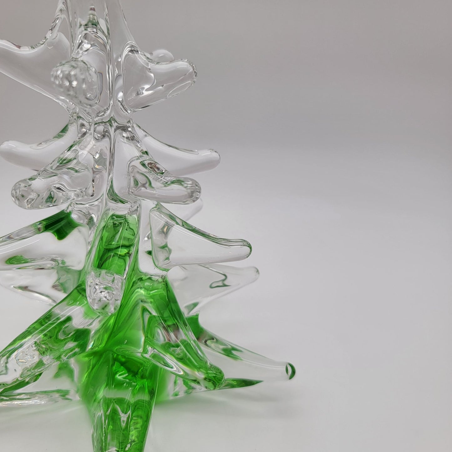 FM Konstglas Ronneby Christmas Tree Glass Sculpture Signed Green & Clear