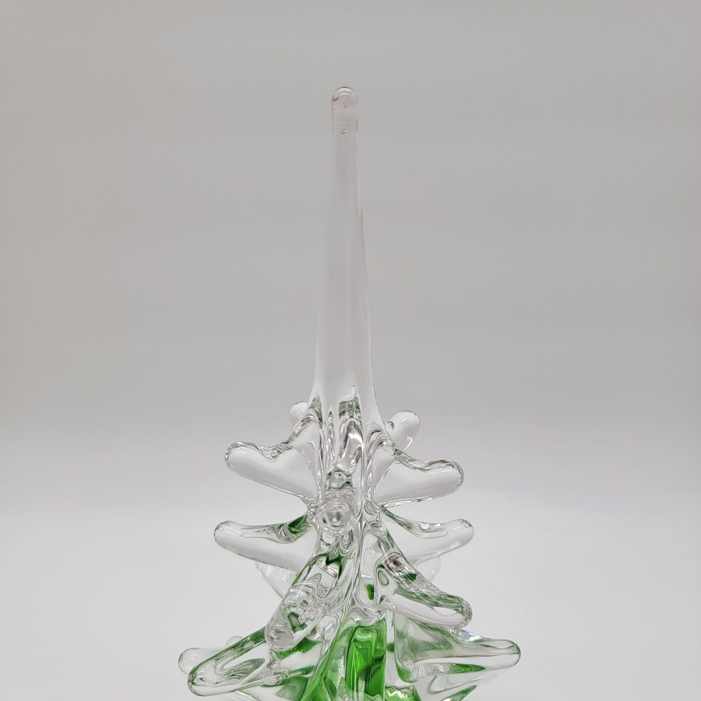 FM Konstglas Ronneby Christmas Tree Glass Sculpture Signed Green & Clear