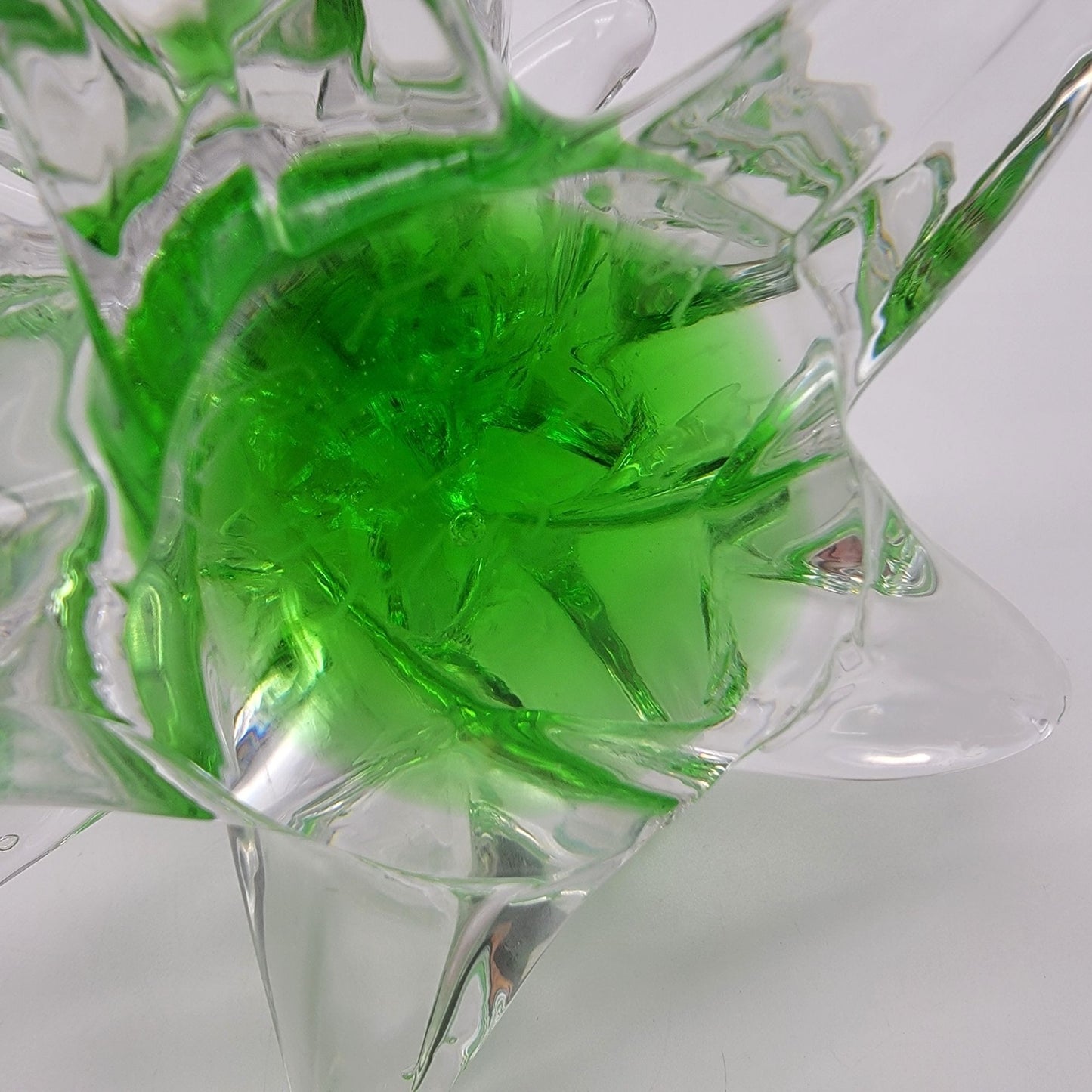FM Konstglas Ronneby Christmas Tree Glass Sculpture Signed Green & Clear