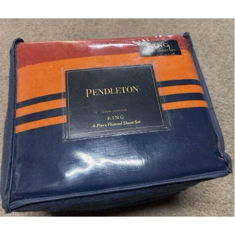 Pendleton 4-Piece King Flannel Sheet Set 100% Turkish Cotton NEW
