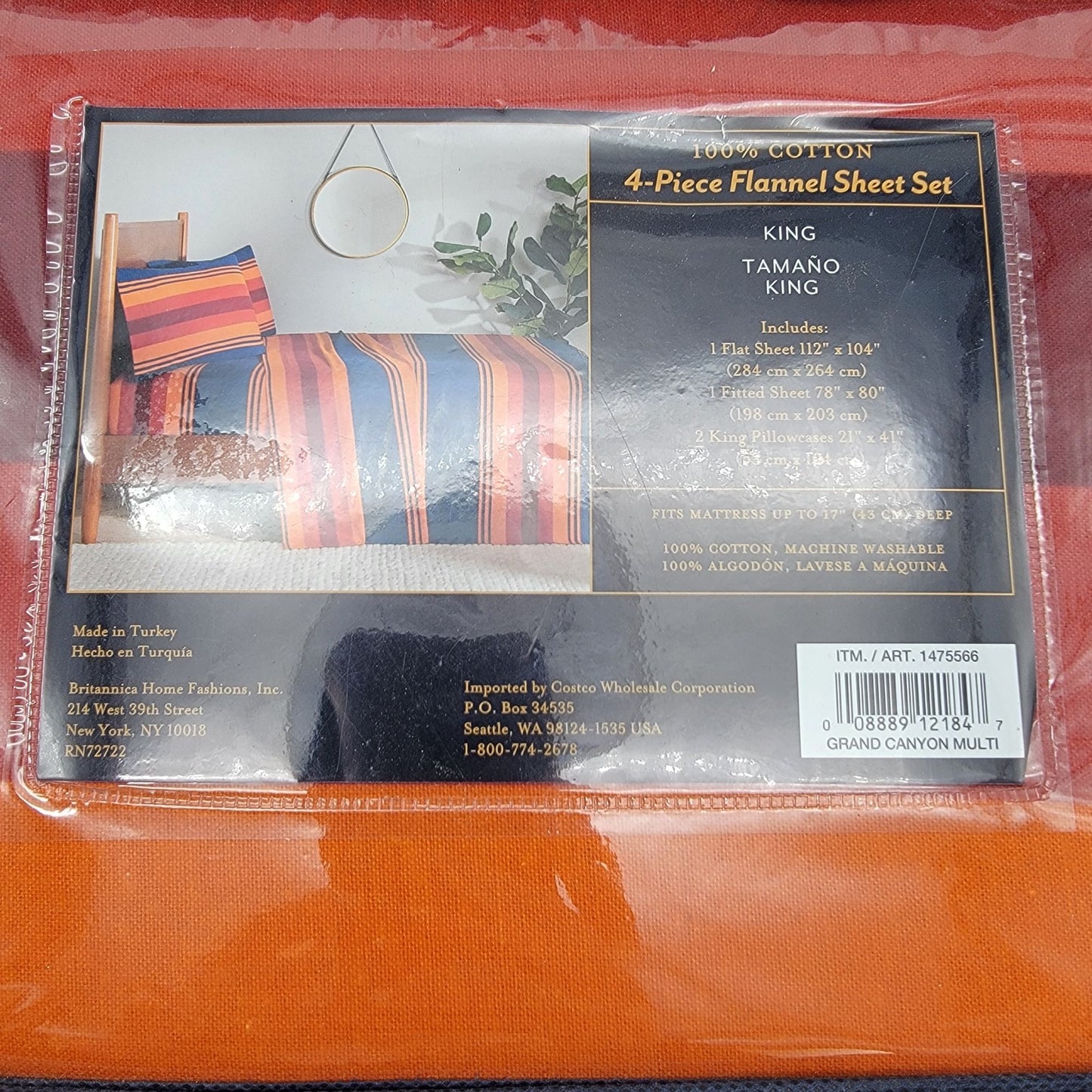 Pendleton 4-Piece King Flannel Sheet Set 100% Turkish Cotton NEW