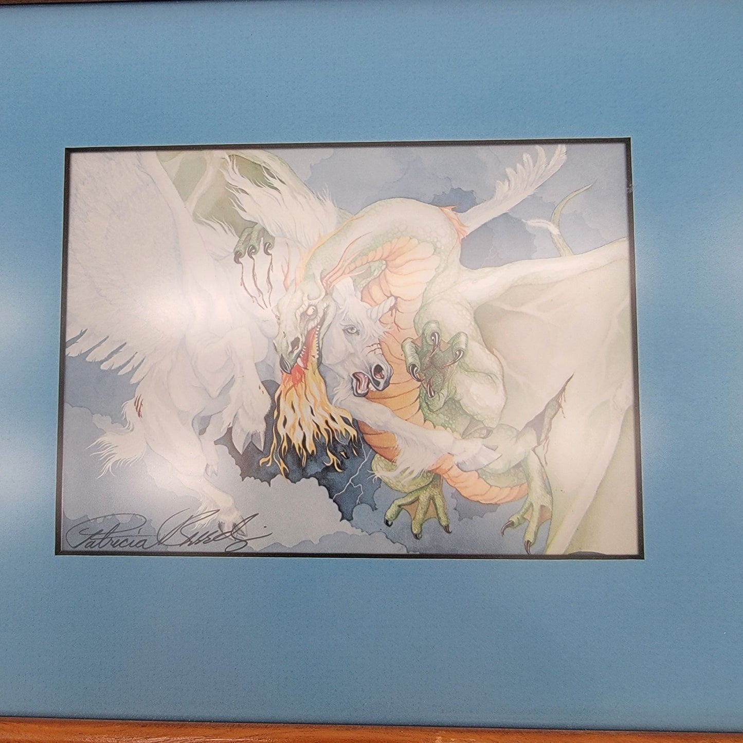 Signed P.D. Breeding "Into The Death" Fantasy Dragon Art Print Framed