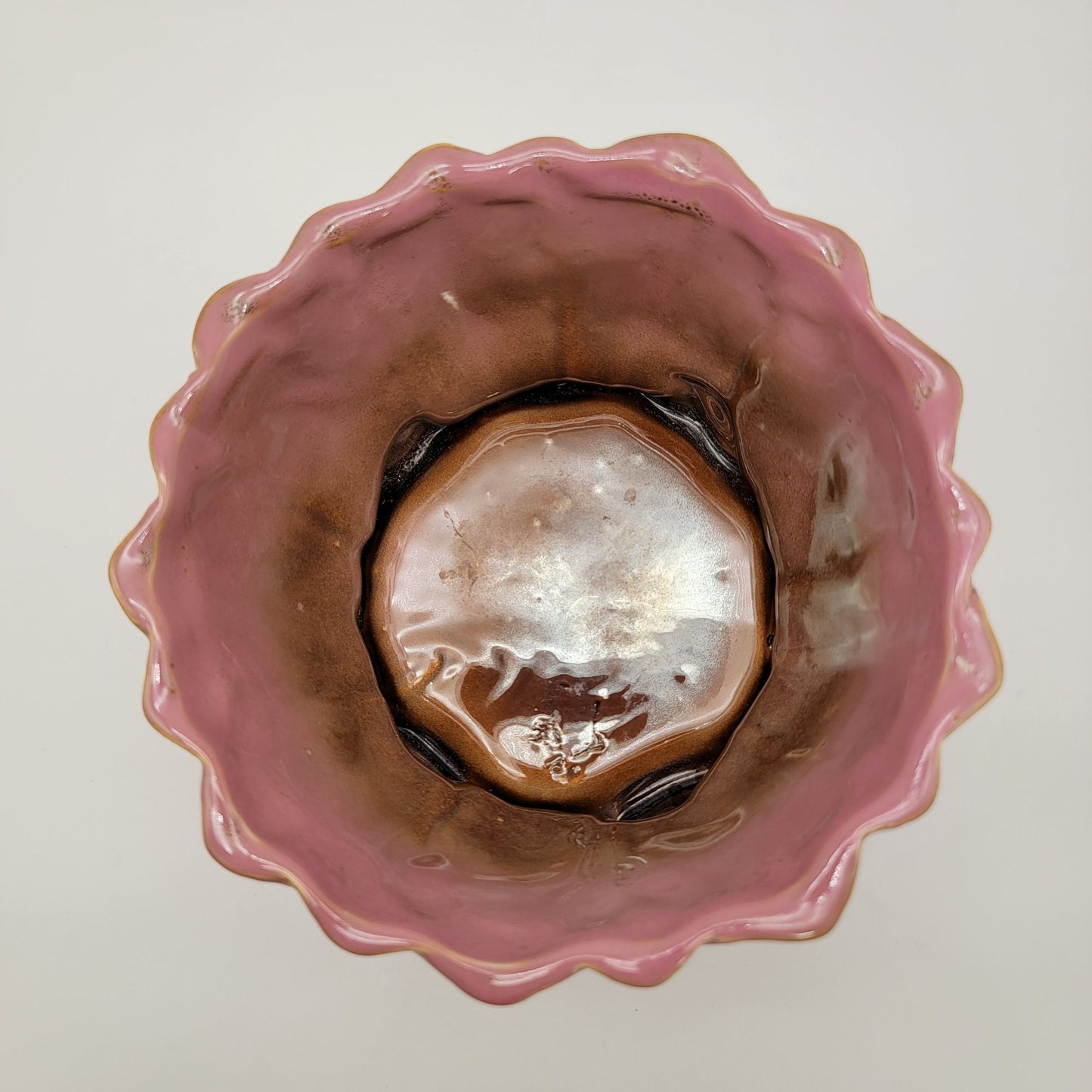 Vintage Majolica Pink Rose Flower Pottery Vase Planter With Birds