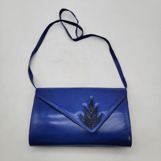 Vintage Blue Eel Skin Envelope Shoulder Bag Purse