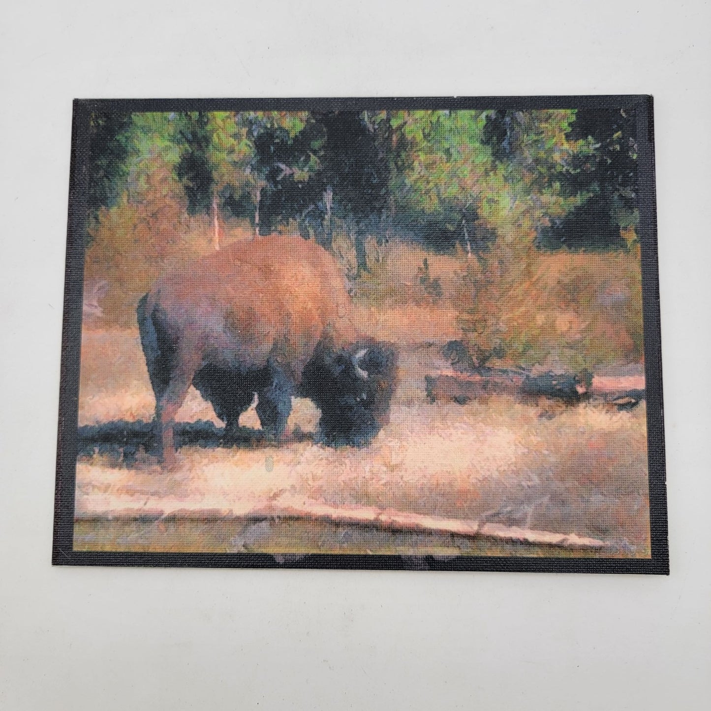 Limited Edition Giclee Print On Canvas "Yellowstone Bison" By John A. Wood AP 011/250 Mounted On Claybord 8"x10" 2003