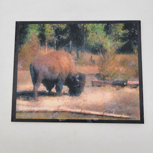 Limited Edition Giclee Print On Canvas "Yellowstone Bison" By John A. Wood AP 011/250 Mounted On Claybord 8"x10" 2003