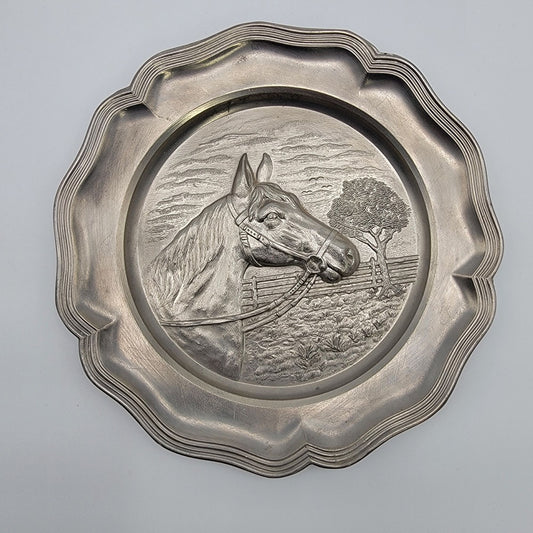 Vintage W Germany Frieling-Zinn Pewter Horse Wall Plaque