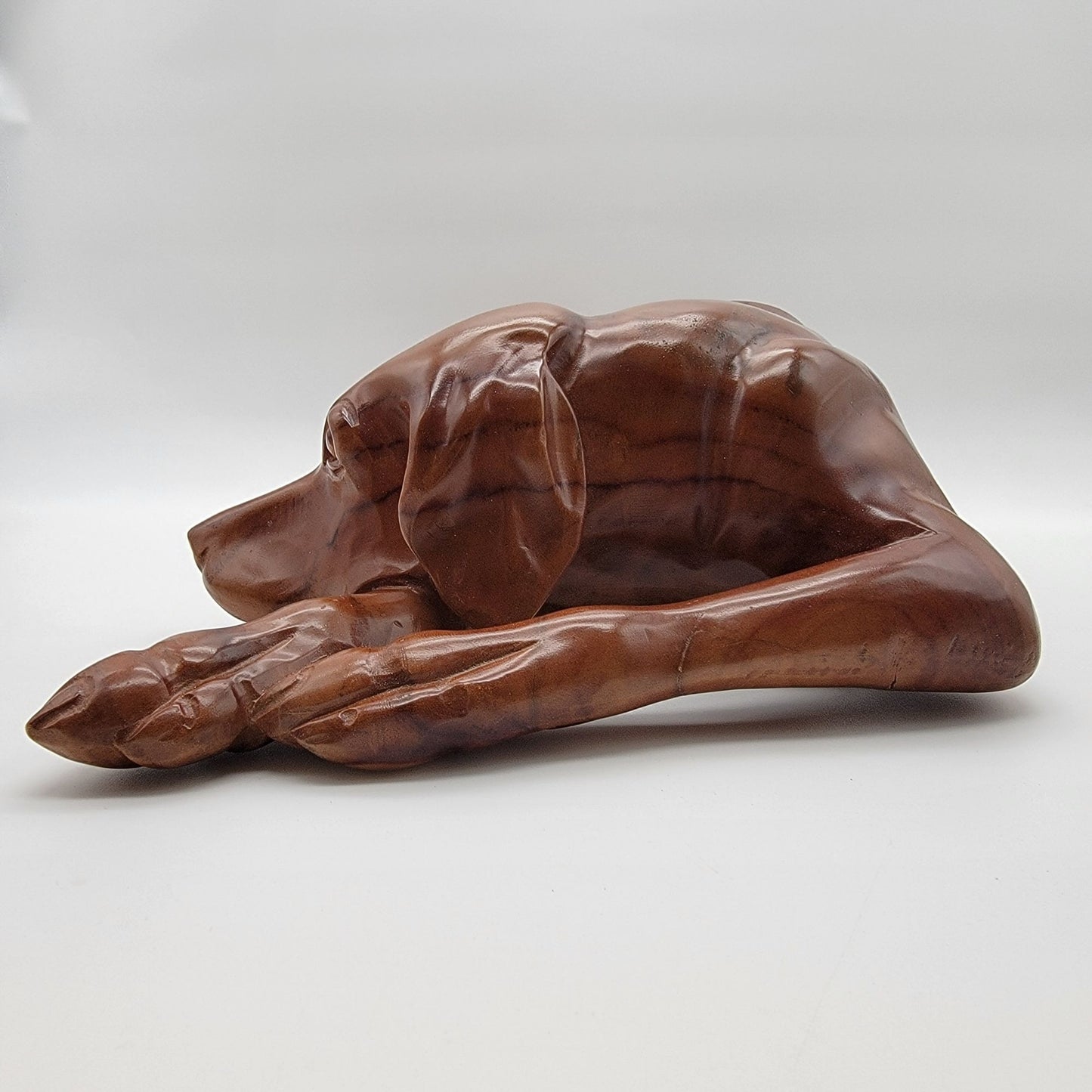 OOAK Large Hand-Carved Wood Hunting Hound Dog Sculpture