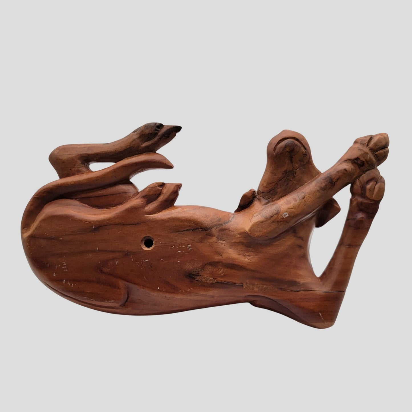 OOAK Large Hand-Carved Wood Hunting Hound Dog Sculpture