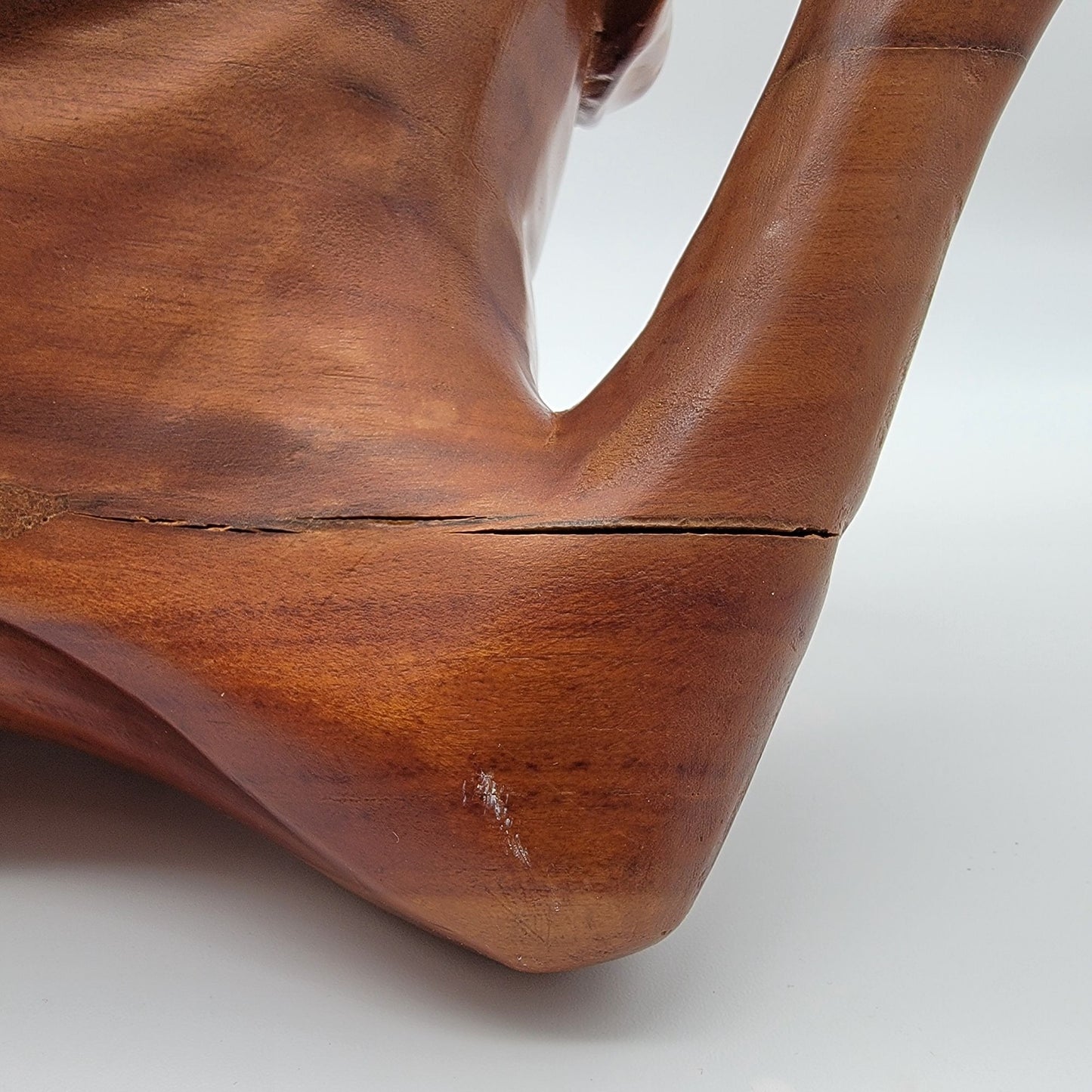 OOAK Large Hand-Carved Wood Hunting Hound Dog Sculpture