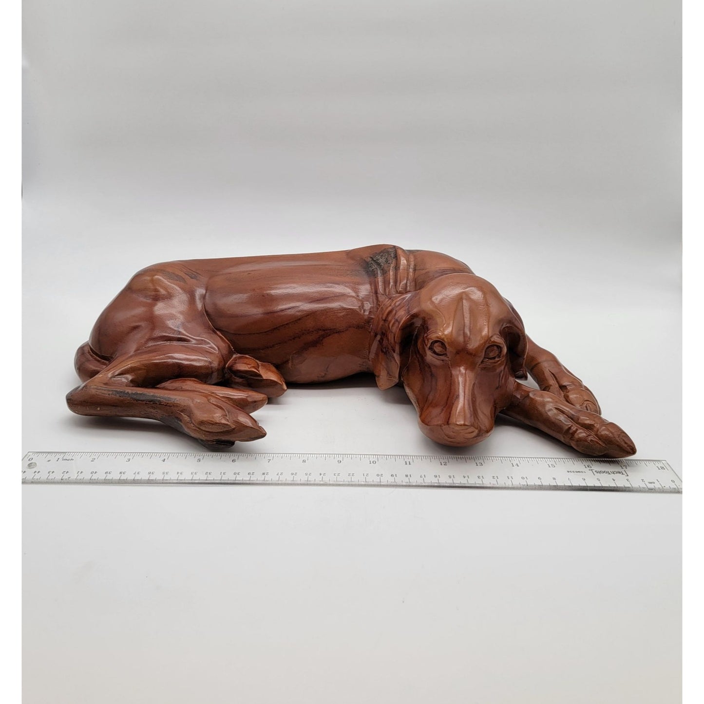 OOAK Large Hand-Carved Wood Hunting Hound Dog Sculpture